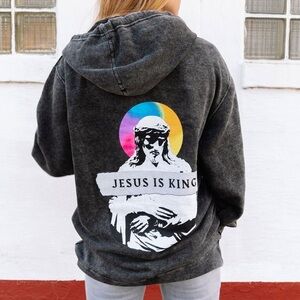 Elevated faith hoodie with Jesus Is King Graphic
